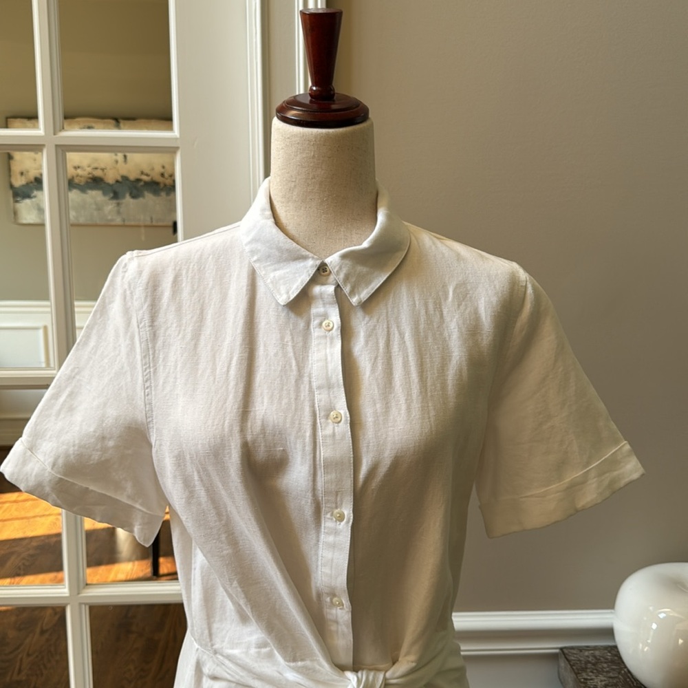 Vineyard vines White tie front linen dress Size 10 - Picture 2 of 14